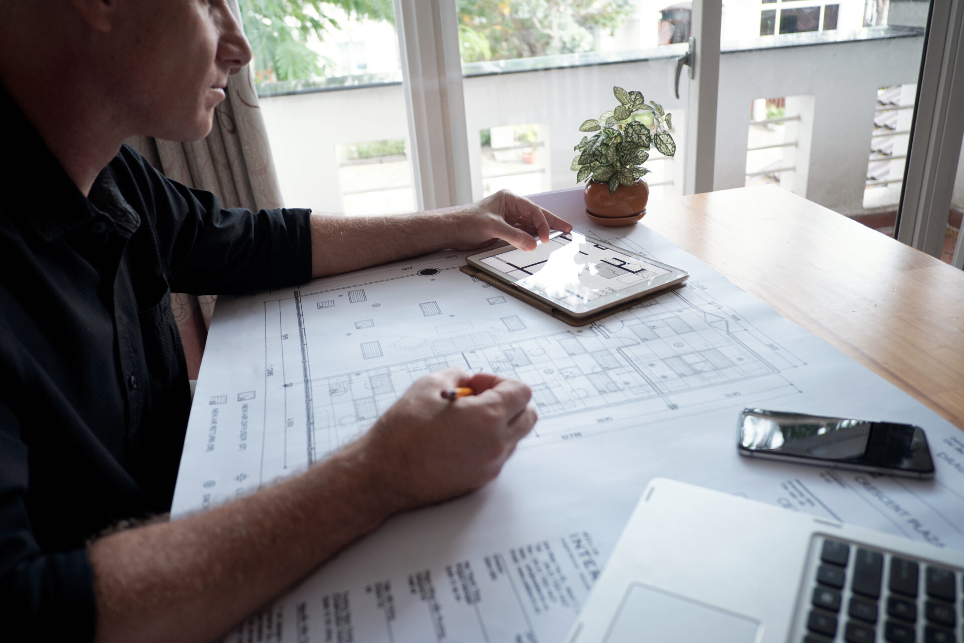 Engineer working on project